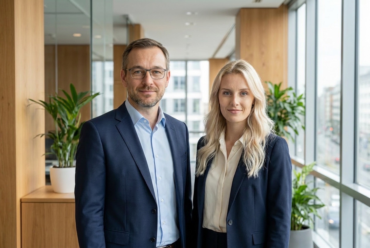 Ludwig Wolf und Lisa Kirchner im Gespräch im Stuttgarter Büro der Klever Kraft